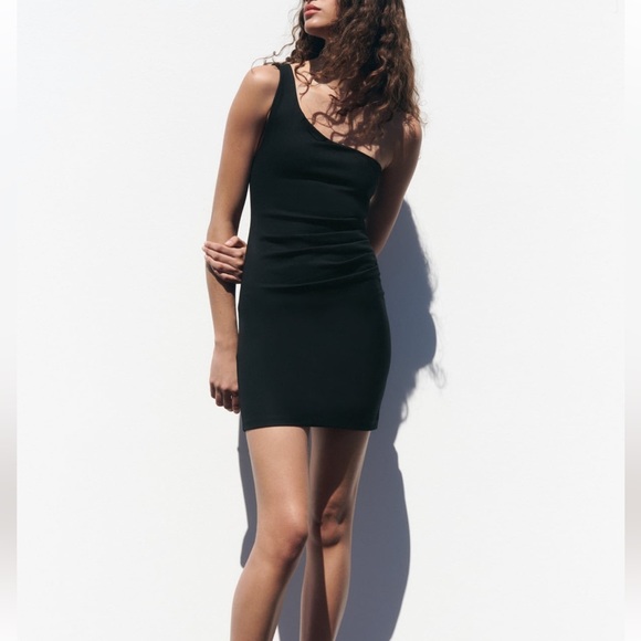 NWT Zara Asymmetric Mini One Shoulder Dress - Picture 2 of 6
